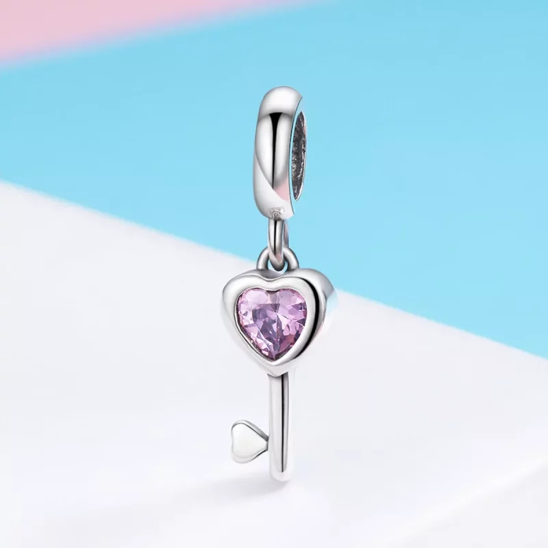 (imagen para) Pandora Estilo Llavero de Plata en Forma de Llave del Corazón Dangle - SCC638 - Ver 5