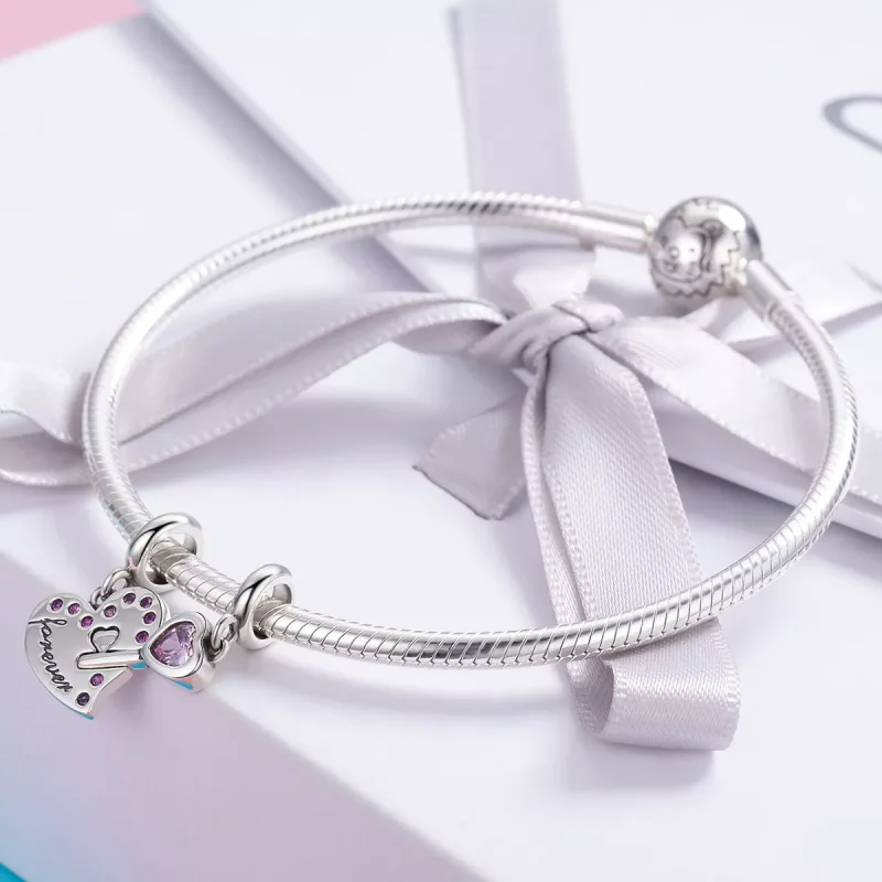 (imagen para) Pandora Estilo Llavero de Plata en Forma de Llave del Corazón Dangle - SCC638 - Ver 6