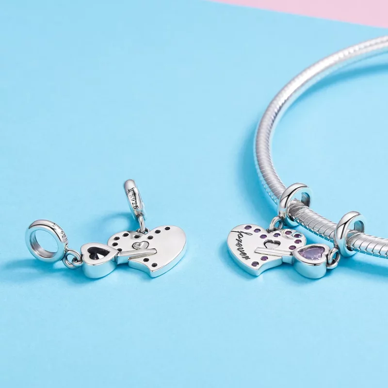 (imagen para) Pandora Estilo Llavero de Plata en Forma de Llave del Corazón Dangle - SCC638 - Ver 7