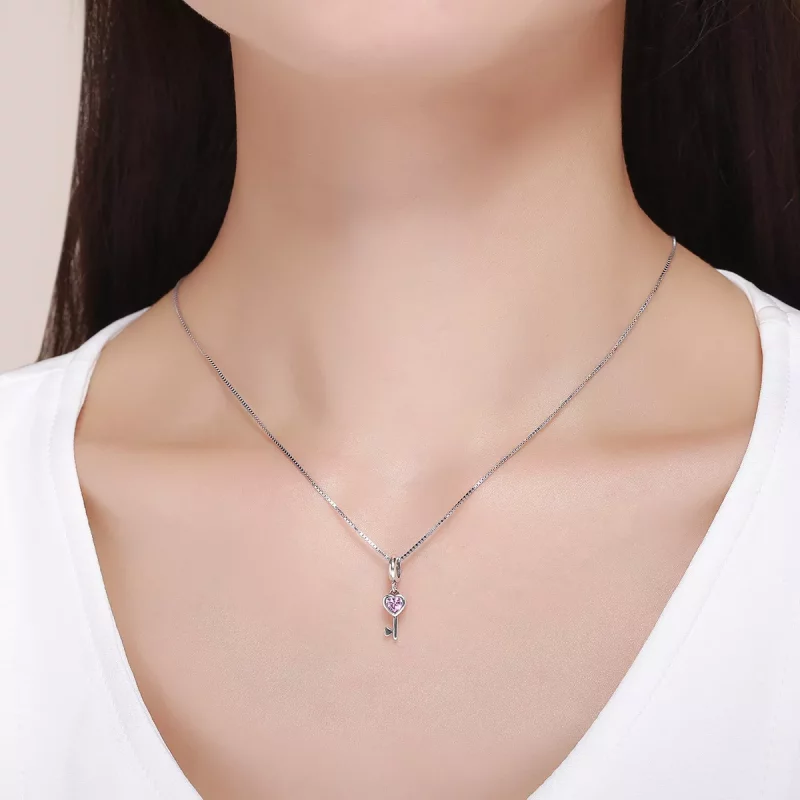 (imagen para) Pandora Estilo Llavero de Plata en Forma de Llave del Corazón Dangle - SCC638 - Ver 9