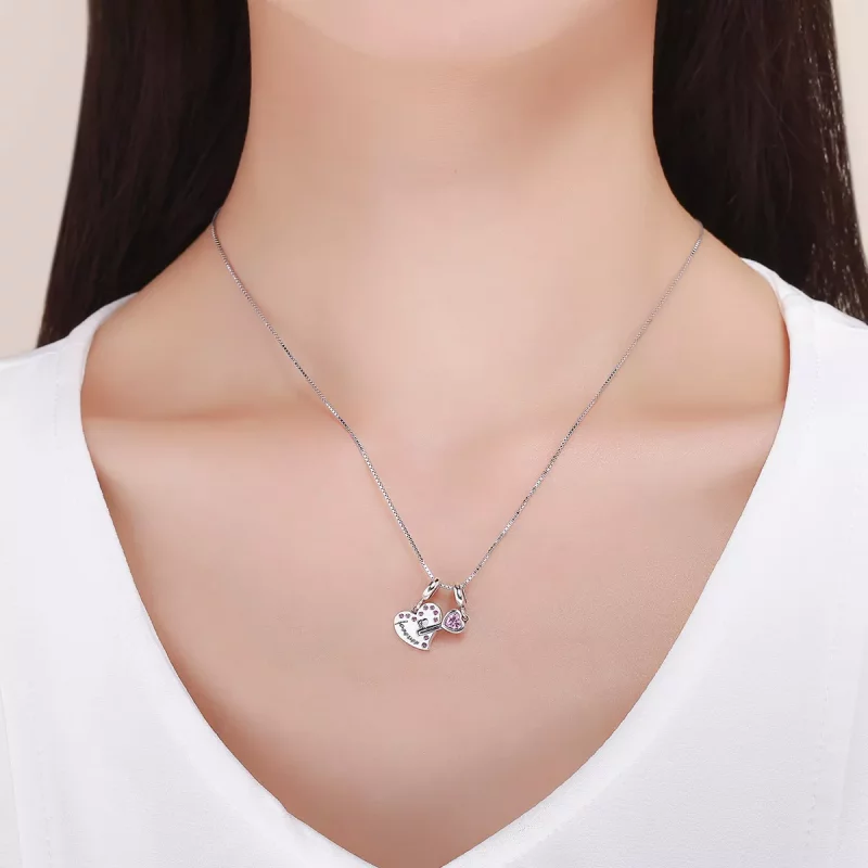 (imagen para) Pandora Estilo Llavero de Plata en Forma de Llave del Corazón Dangle - SCC638 - Ver 10