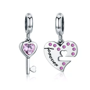 (imagen para) Pandora Estilo Llavero de Plata en Forma de Llave del Corazón Dangle - SCC638