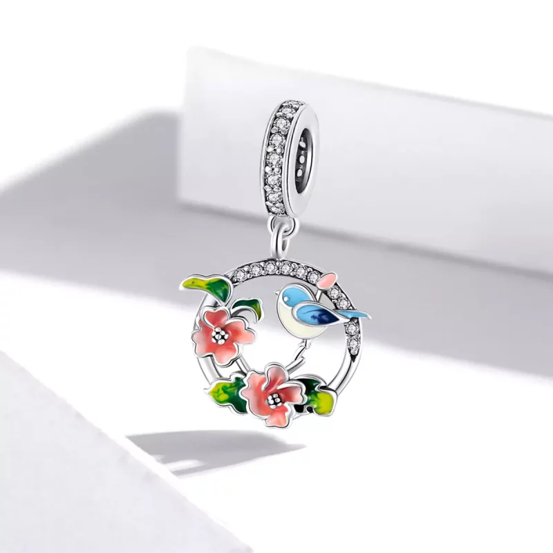 (imagen para) Pandora Estilo Plata Aves y Flores Colgante - SCC1726 - Ver 2