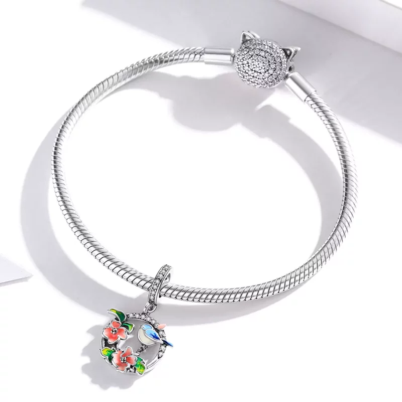 (imagen para) Pandora Estilo Plata Aves y Flores Colgante - SCC1726 - Ver 3