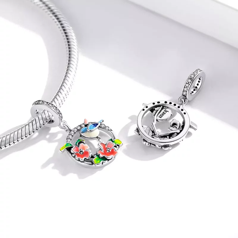 (imagen para) Pandora Estilo Plata Aves y Flores Colgante - SCC1726 - Ver 4