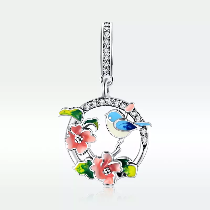 (imagen para) Pandora Estilo Plata Aves y Flores Colgante - SCC1726 - Ver 5
