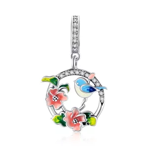 (imagen para) Pandora Estilo Plata Aves y Flores Colgante - SCC1726