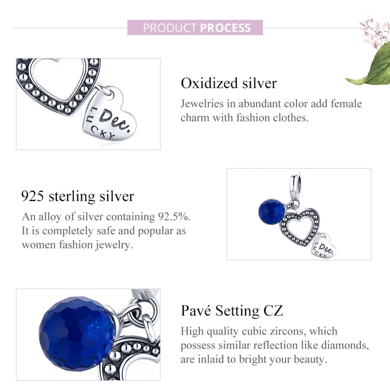 (imagen para) Pandora Estilo Plata Colgante de la Suerte de Diciembre - SCC1721 - Ver 7