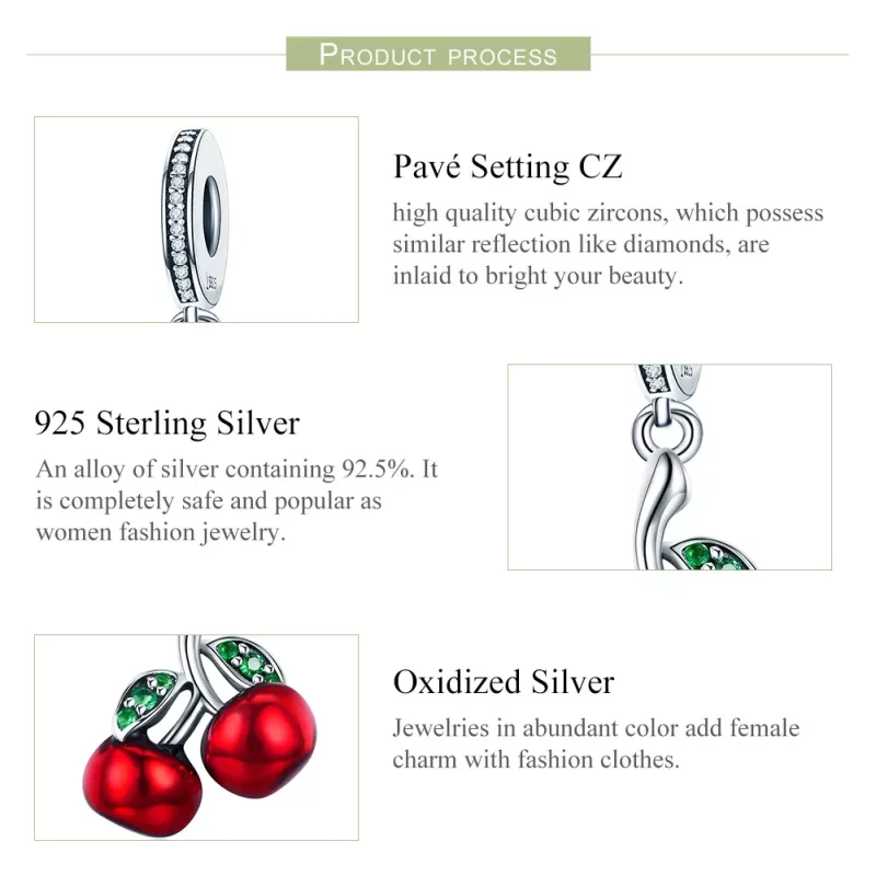 (imagen para) Pandora Estilo Plata Verano Cerezas Colgante - SCC784 - Ver 7