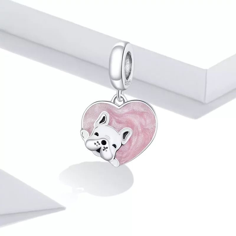 (imagen para) Pandora Estilo Plateado Cachorro Con Colgante de Amor - BSC360 - Ver 2