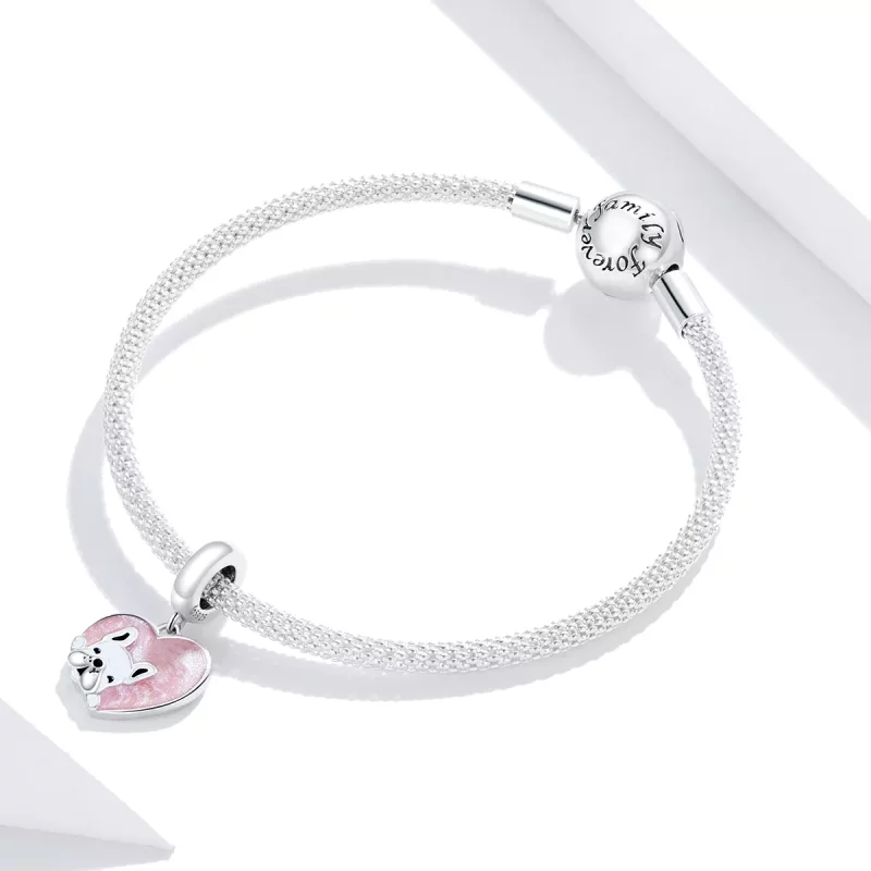 (imagen para) Pandora Estilo Plateado Cachorro Con Colgante de Amor - BSC360 - Ver 3