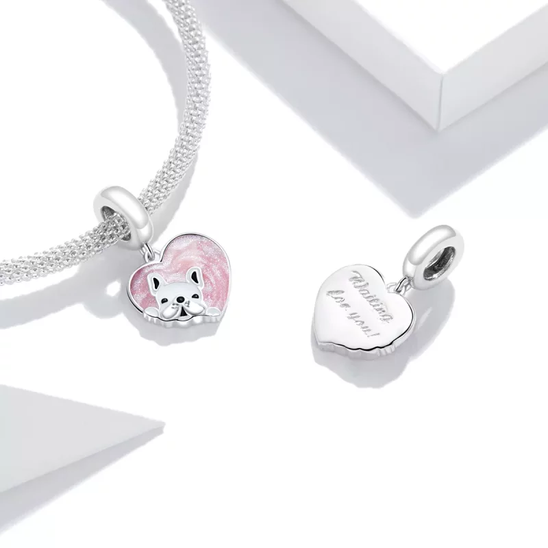 (imagen para) Pandora Estilo Plateado Cachorro Con Colgante de Amor - BSC360 - Ver 4