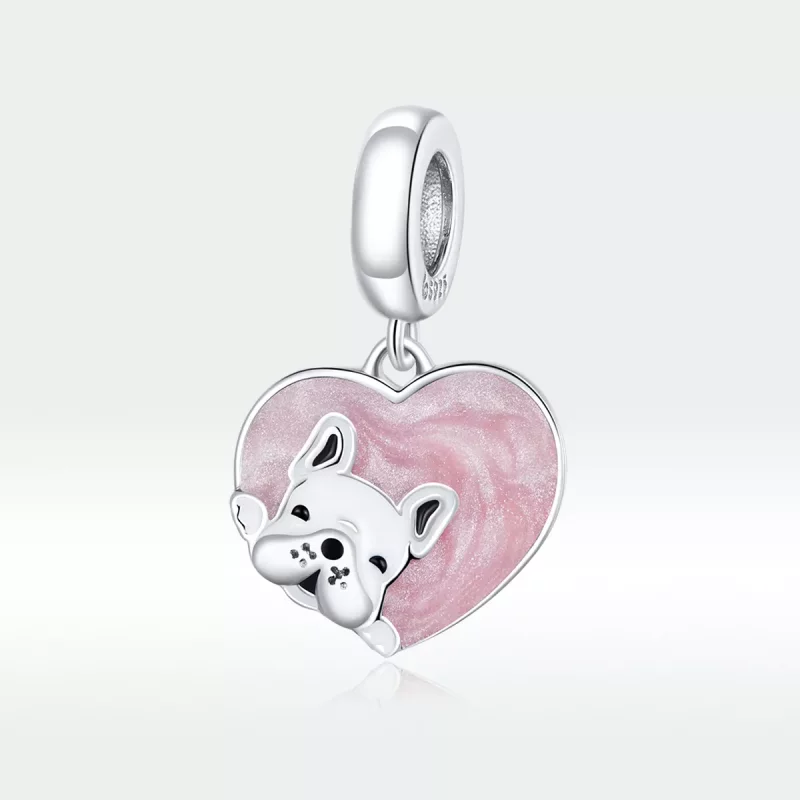 (imagen para) Pandora Estilo Plateado Cachorro Con Colgante de Amor - BSC360 - Ver 5