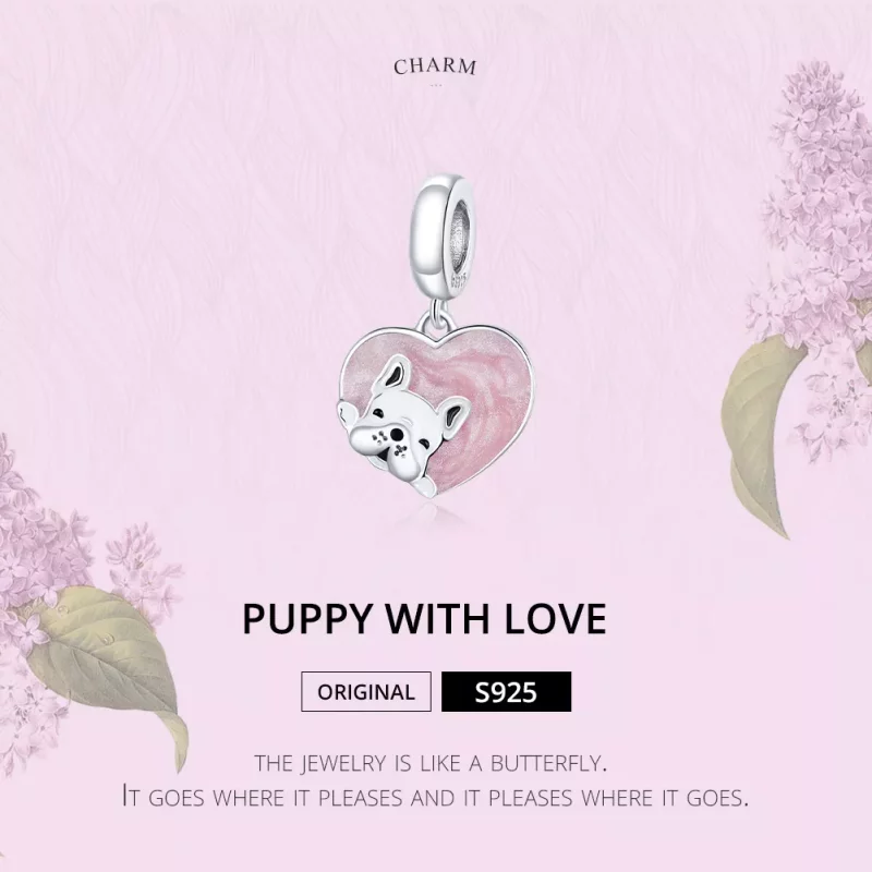(imagen para) Pandora Estilo Plateado Cachorro Con Colgante de Amor - BSC360 - Ver 6