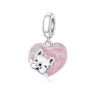 (imagen para) Pandora Estilo Plateado Cachorro Con Colgante de Amor - BSC360
