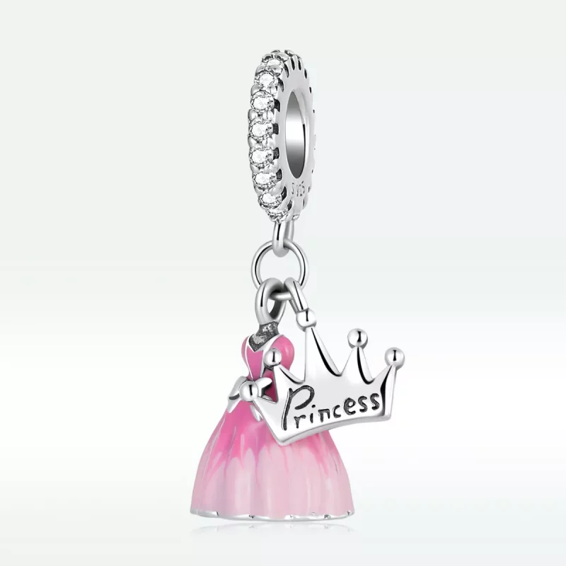 (imagen para) Pandora Estilo Vestido de Princesa con Colgante de Corona - SCC2203 - Ver 2
