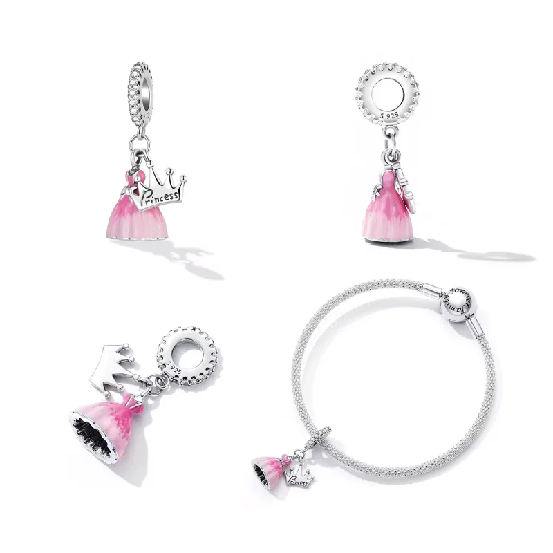 (imagen para) Pandora Estilo Vestido de Princesa con Colgante de Corona - SCC2203 - Ver 3