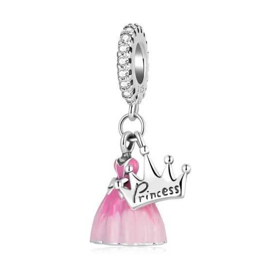 (imagen para) Pandora Estilo Vestido de Princesa con Colgante de Corona - SCC2203