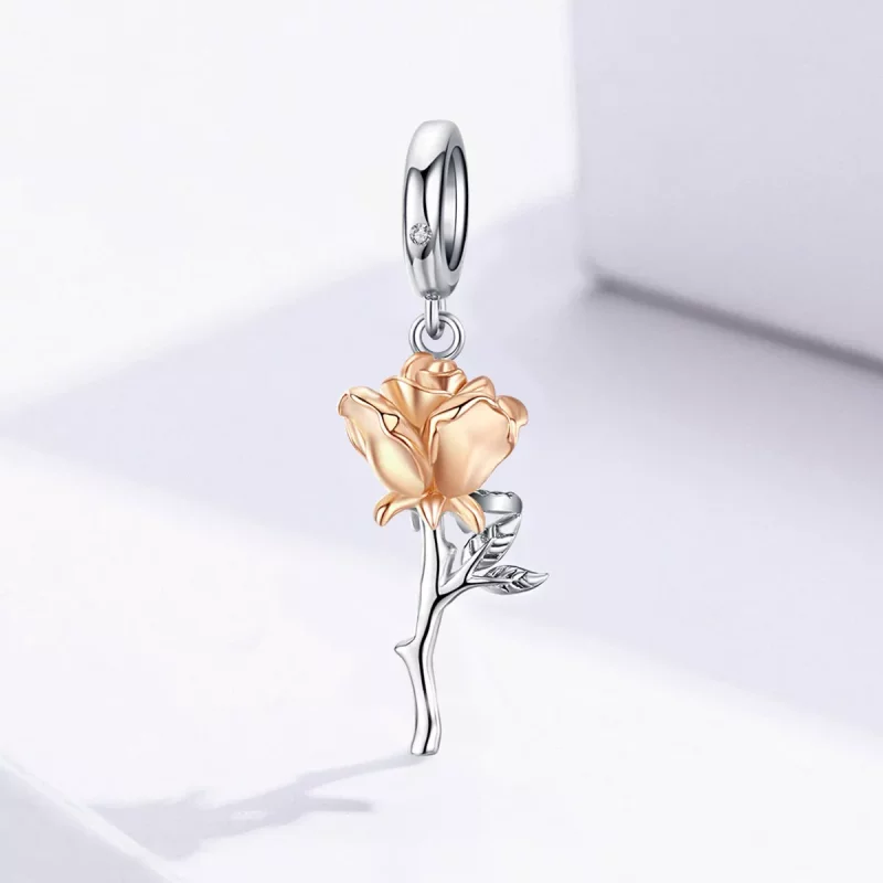 (imagen para) Pandora Style Bicolor de Dos Tonos Amante Rosa Flores Bicolor de Dos Colores Dan - Ver 2