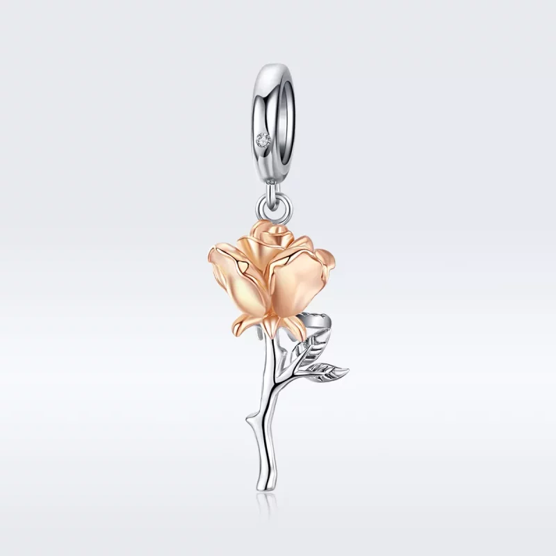 (imagen para) Pandora Style Bicolor de Dos Tonos Amante Rosa Flores Bicolor de Dos Colores Dan - Ver 5