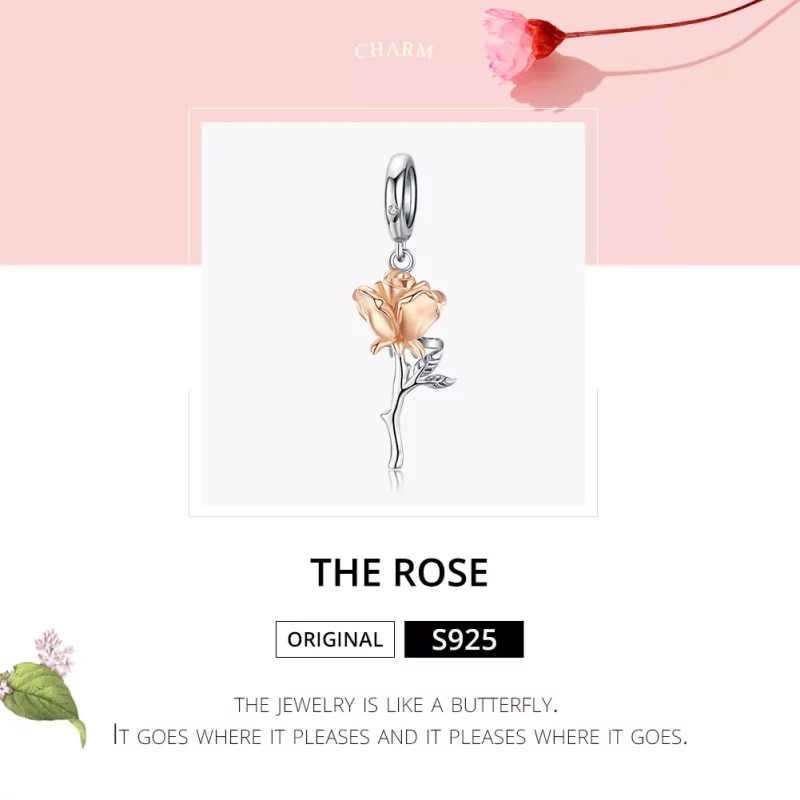 (imagen para) Pandora Style Bicolor de Dos Tonos Amante Rosa Flores Bicolor de Dos Colores Dan - Ver 6