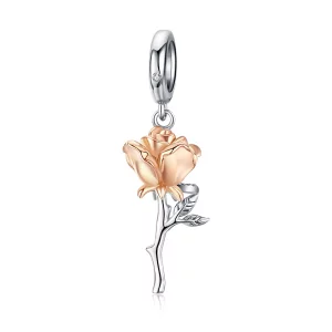 Pandora Style Bicolor de Dos Tonos Amante Rosa Flores Bicolor de Dos Colores Dangle - BSC145 (imagen para) Pandora Style Bicolor de Dos Tonos Amante Rosa Flores Bicolor de Dos Colores Dangle - BSC145