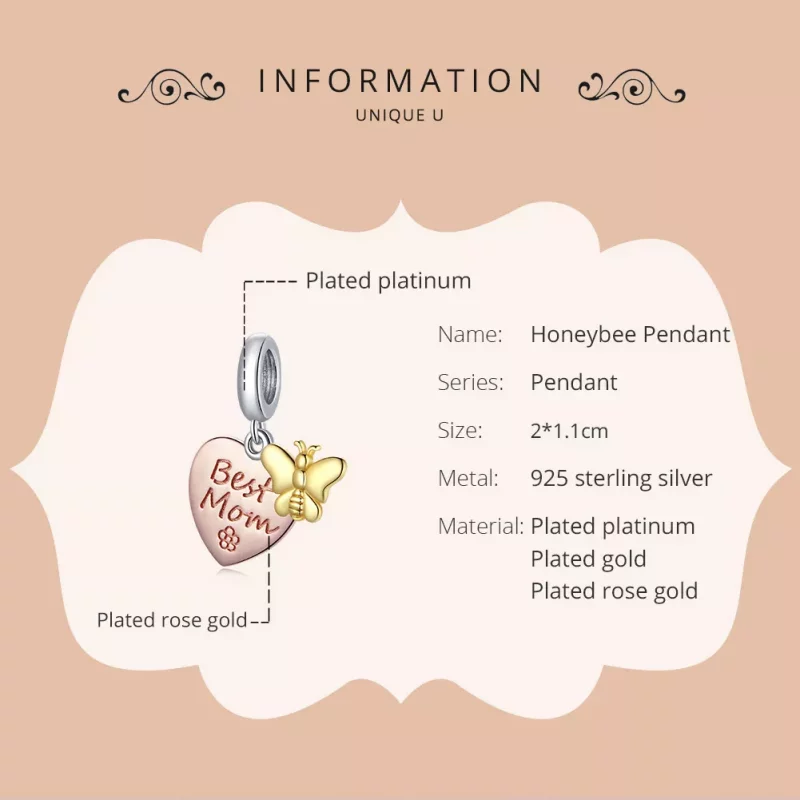 (imagen para) Pandora Style Bicolor Mejor Mamá Dije - SCC1792 - Ver 6