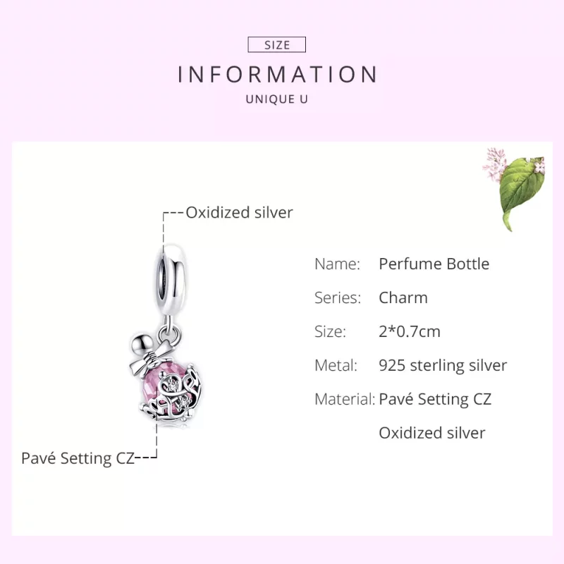 (imagen para) Pandora Style Colgante de Botella de Perfume de Plata - SCC1734 - Ver 7