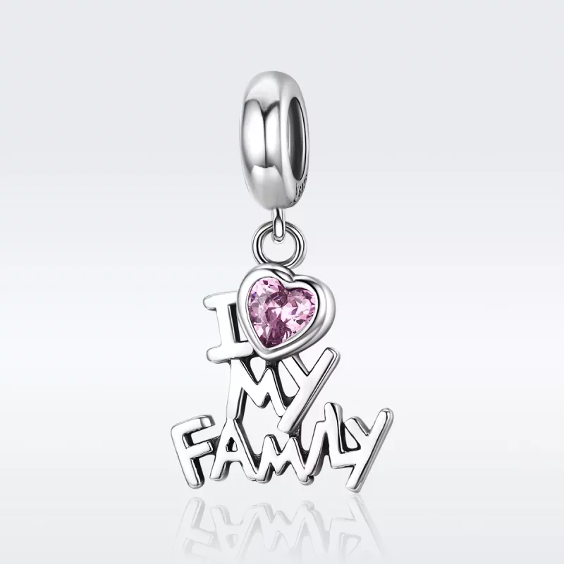 (imagen para) Pandora Style Plata Colgante Amo a Mi Familia - SCC251 - Ver 2