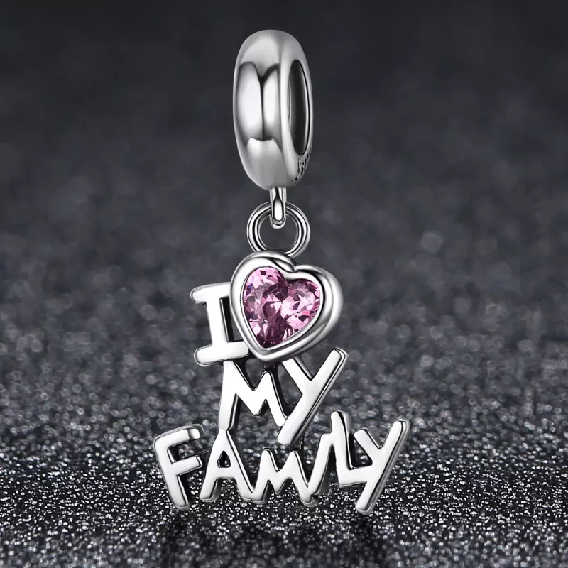 (imagen para) Pandora Style Plata Colgante Amo a Mi Familia - SCC251 - Ver 3