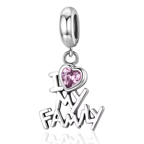 (imagen para) Pandora Style Plata Colgante Amo a Mi Familia - SCC251
