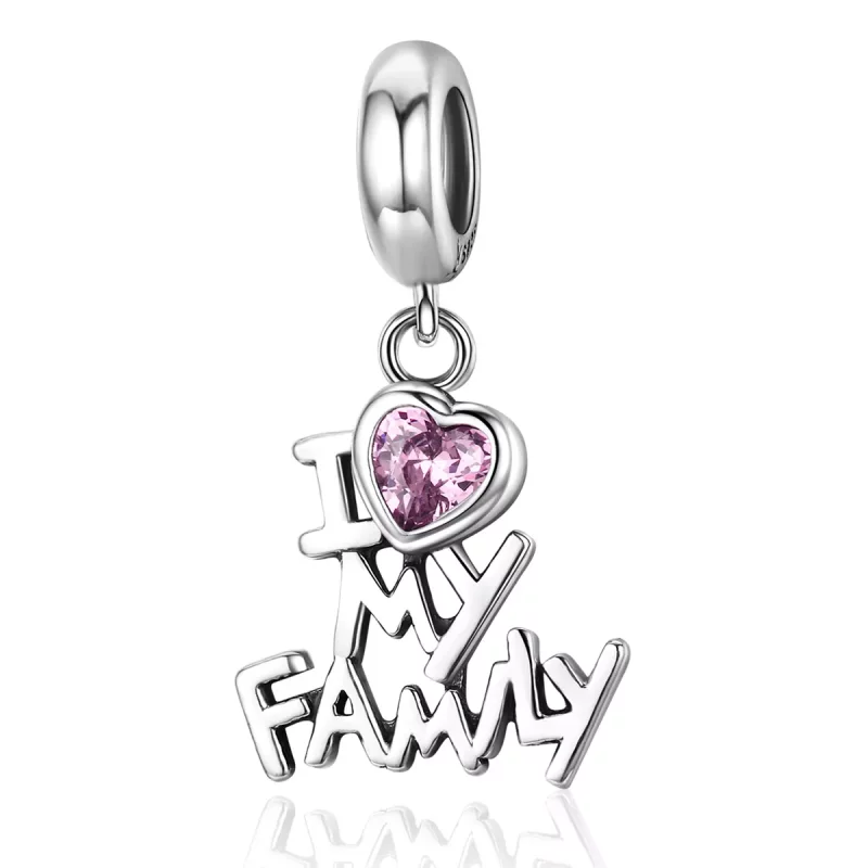 (imagen para) Pandora Style Plata Colgante Amo a Mi Familia - SCC251