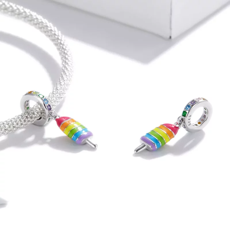 (imagen para) Pandora Style Plata Colgante de Helado Arcoíris - BSC351 - Ver 3