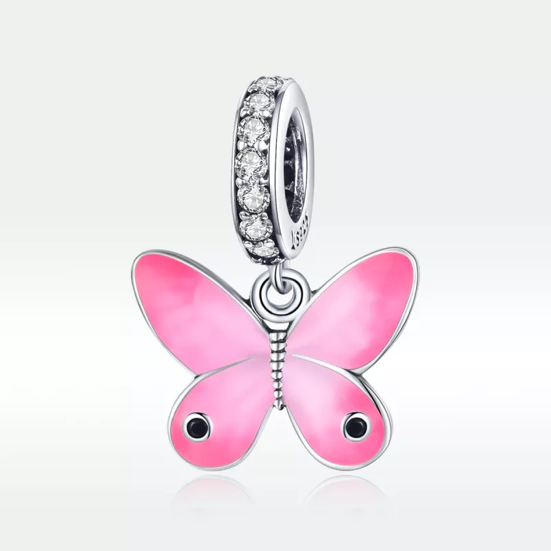 (imagen para) Pandora Style Plata Mariposa Rosa Colgante - SCC1728 - Ver 5