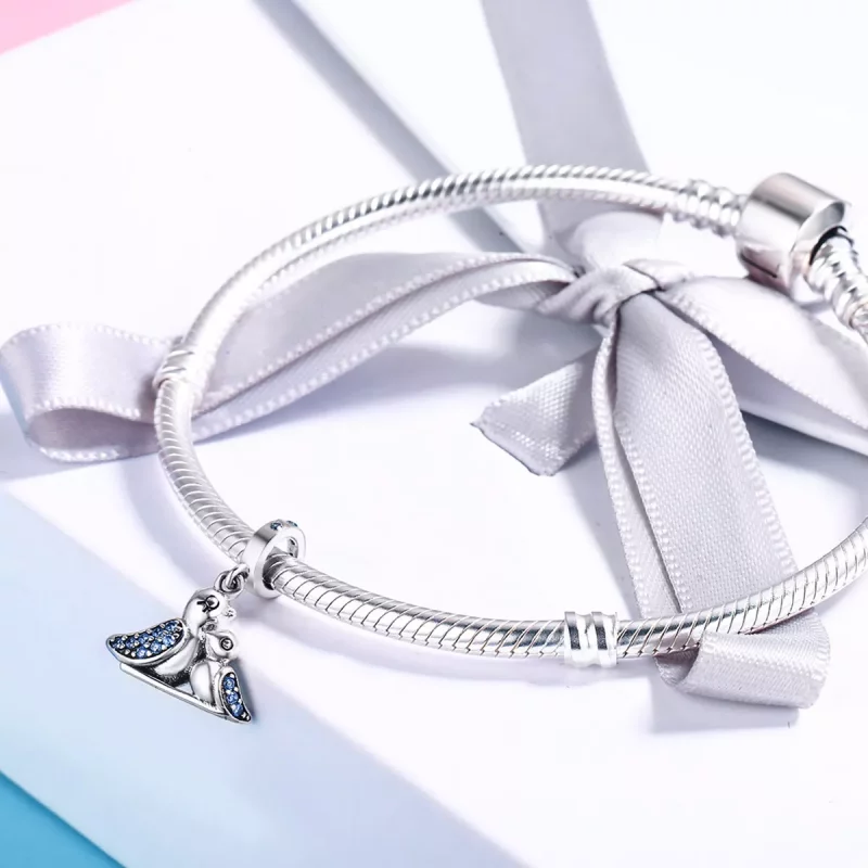 (imagen para) Pandora Style Plata Pájaro Bebé con Colgante de Madre - SCC426 - Ver 4