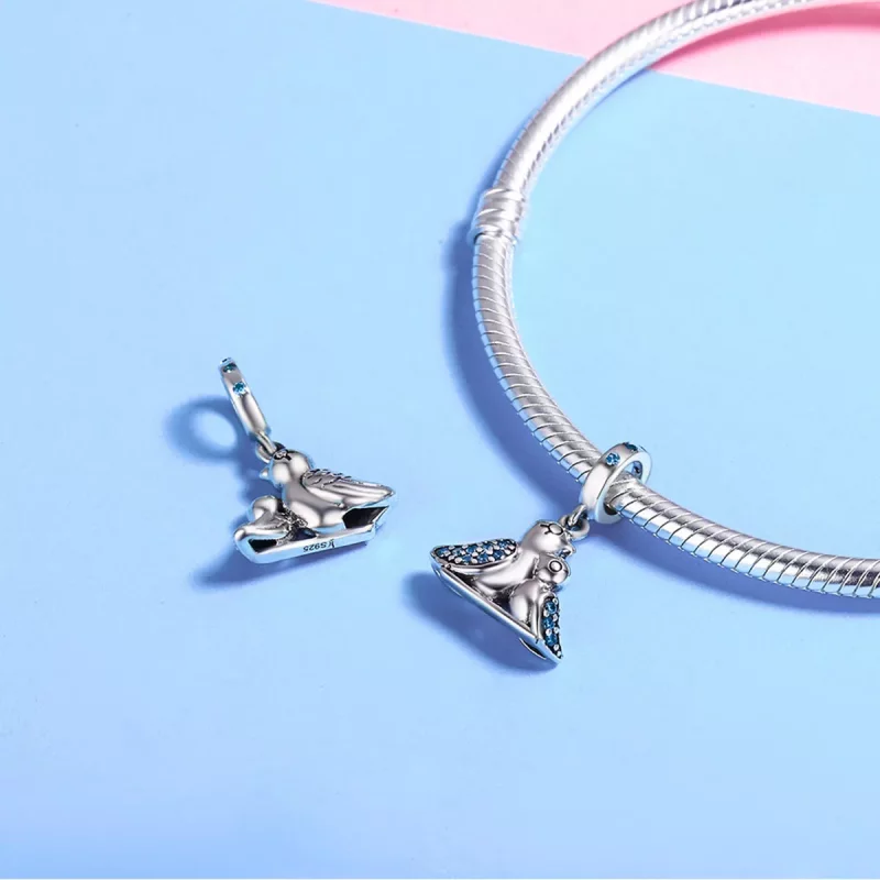 (imagen para) Pandora Style Plata Pájaro Bebé con Colgante de Madre - SCC426 - Ver 5