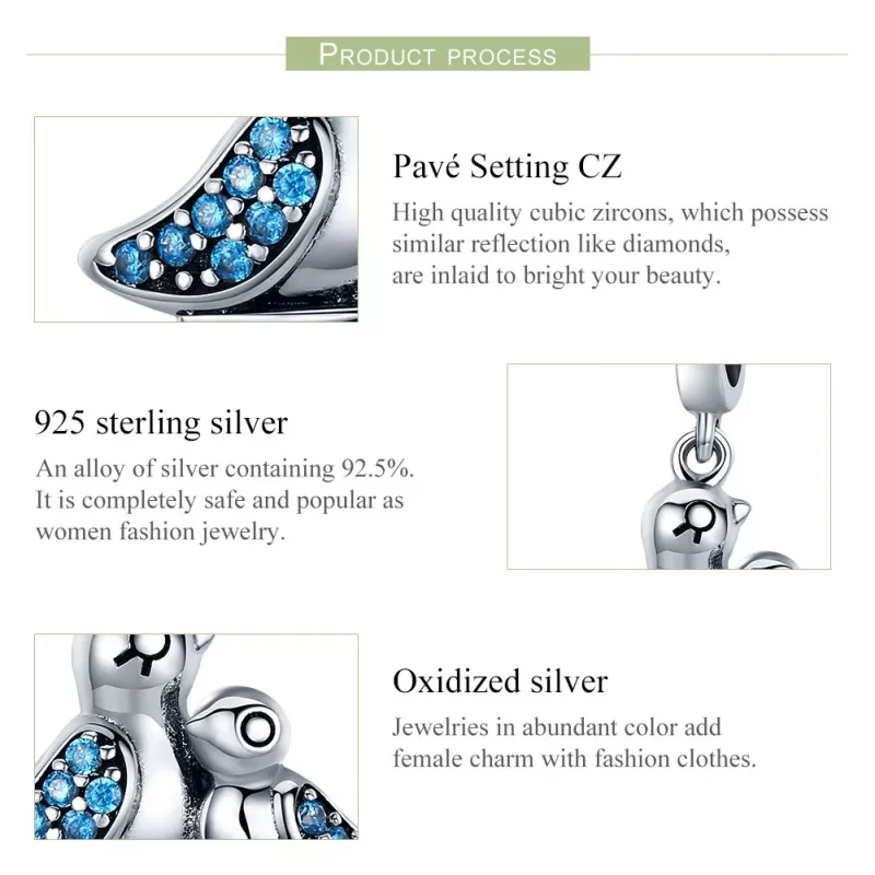 (imagen para) Pandora Style Plata Pájaro Bebé con Colgante de Madre - SCC426 - Ver 6
