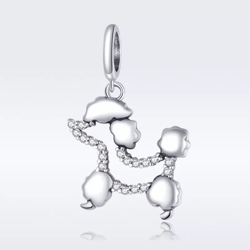 (imagen para) Pendiente colgante con silueta de caniche en plata estilo Pandora - SCC1681 - Ver 5