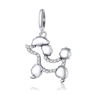 (imagen para) Pendiente colgante con silueta de caniche en plata estilo Pandora - SCC1681