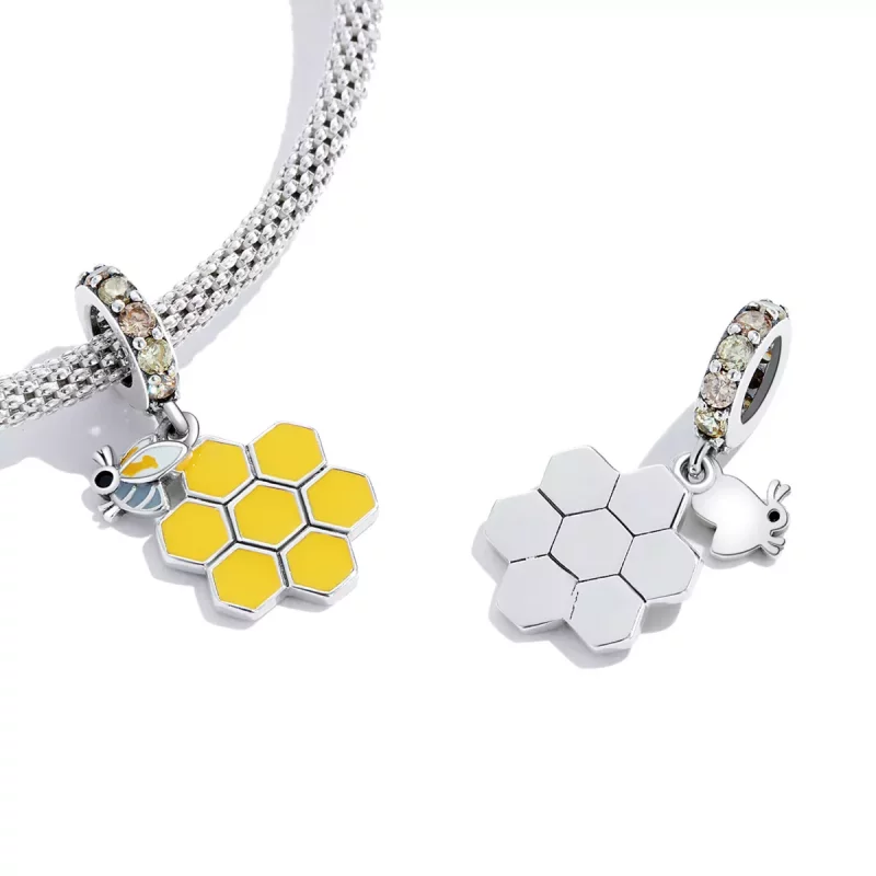 (imagen para) Pendiente colgante de abejas y colmena estilo Pandora - SCC2186 - Ver 3