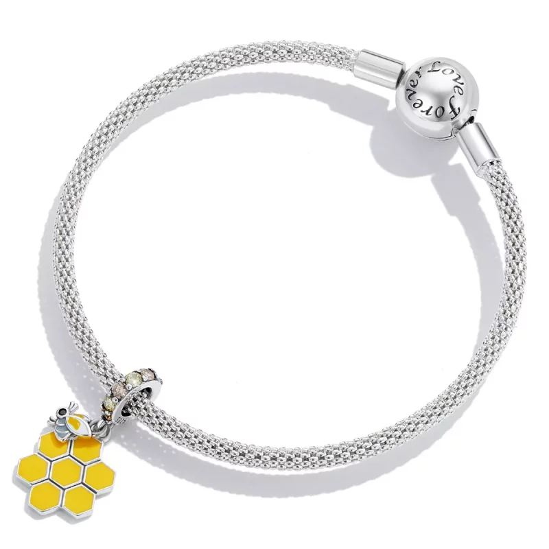 (imagen para) Pendiente colgante de abejas y colmena estilo Pandora - SCC2186 - Ver 4