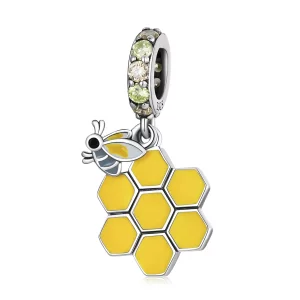 (imagen para) Pendiente colgante de abejas y colmena estilo Pandora - SCC2186
