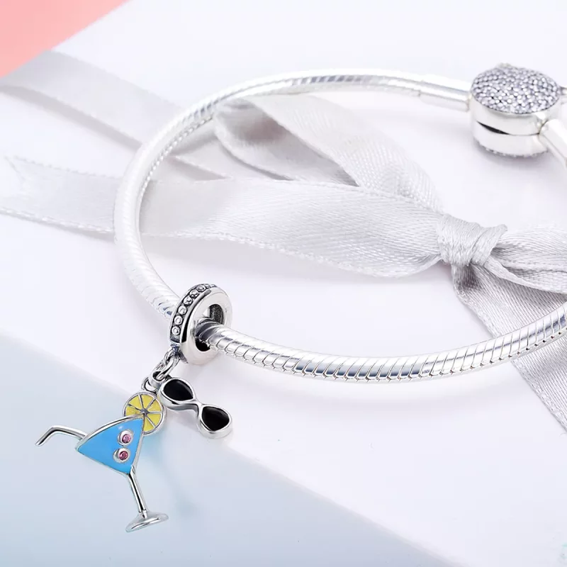 (imagen para) Pendiente colgante de bebidas frías de verano estilo Pandora en plata - SCC698 - Ver 2
