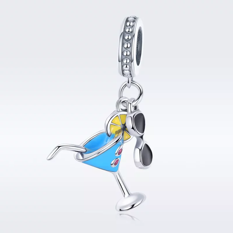 (imagen para) Pendiente colgante de bebidas frías de verano estilo Pandora en plata - SCC698 - Ver 3