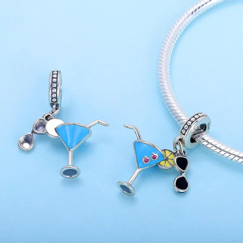 (imagen para) Pendiente colgante de bebidas frías de verano estilo Pandora en plata - SCC698 - Ver 4