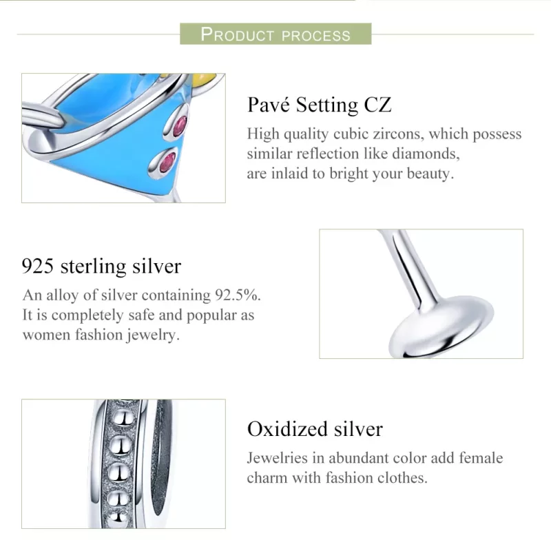 (imagen para) Pendiente colgante de bebidas frías de verano estilo Pandora en plata - SCC698 - Ver 6