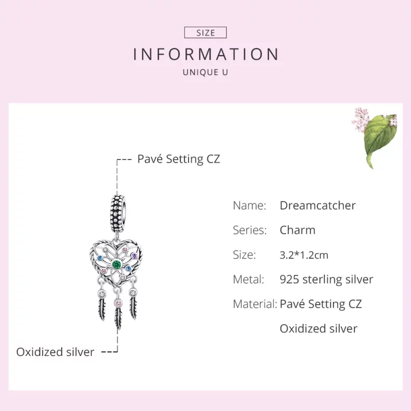 (imagen para) Pendiente colgante de corazón con árbol genealógico en estilo Pandora de plata - - Ver 7