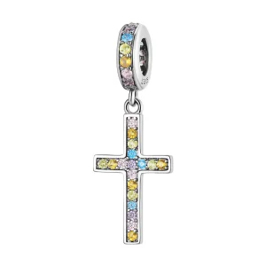 (imagen para) Pendiente colgante de cruz colorido estilo Pandora - SCC2156
