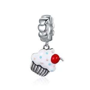 (imagen para) Pendiente colgante de cupcakes plateados estilo Pandora - SCC350