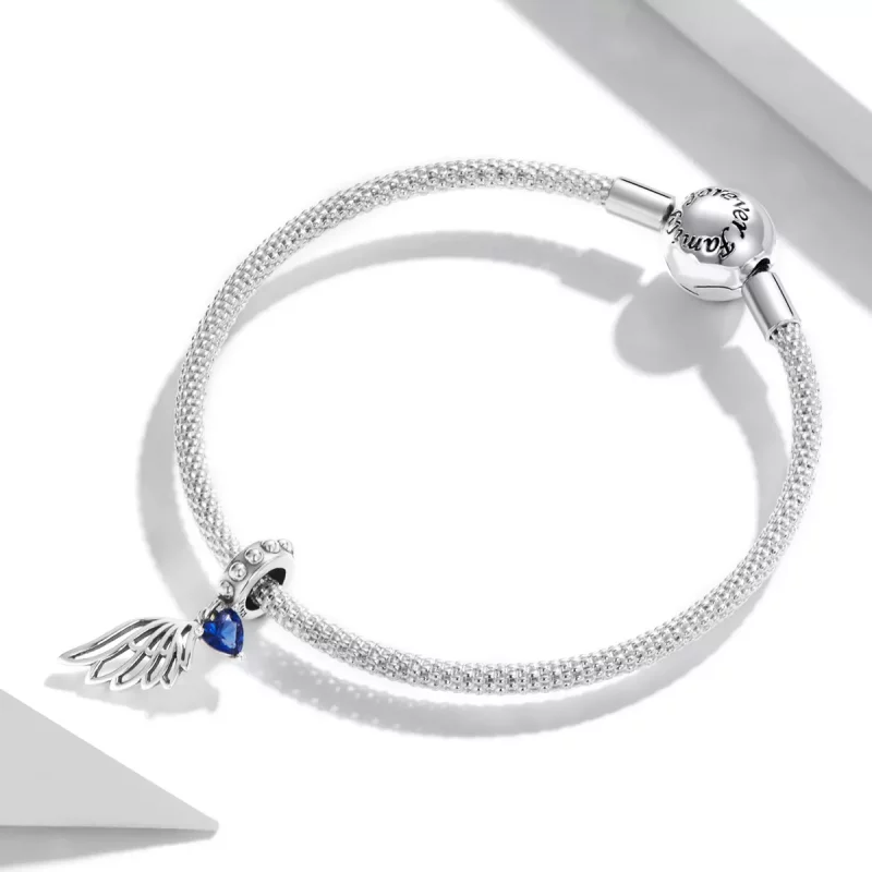 (imagen para) Pendiente colgante de estilo Pandora con alas abiertas - SCC2071 - Ver 3